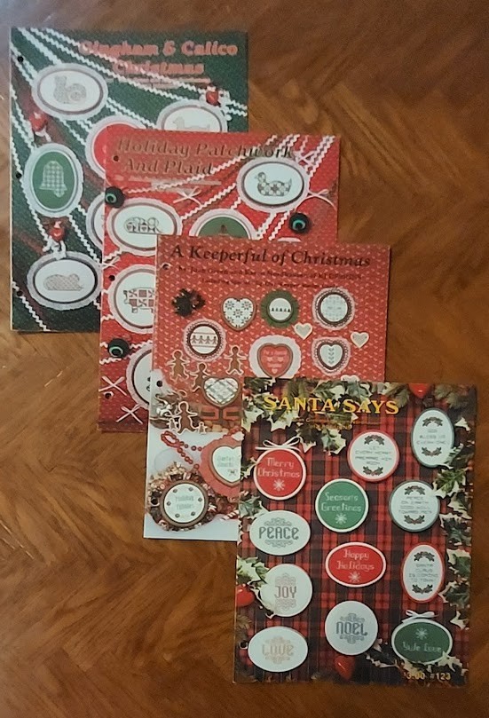 Vtg Set of 4 Cross Stitch Books Christmas Holiday Designs 1980's