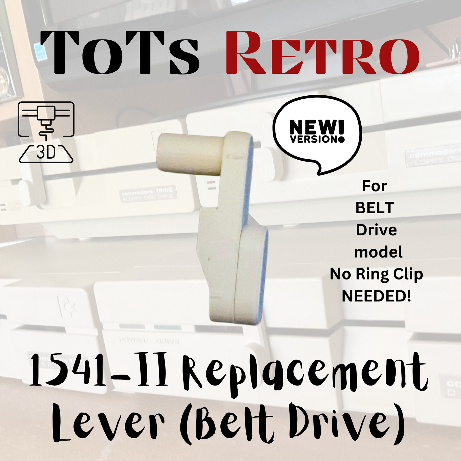 Commodore 1541-II Disk Drive Lever 3d Printed  (for belt driven model)