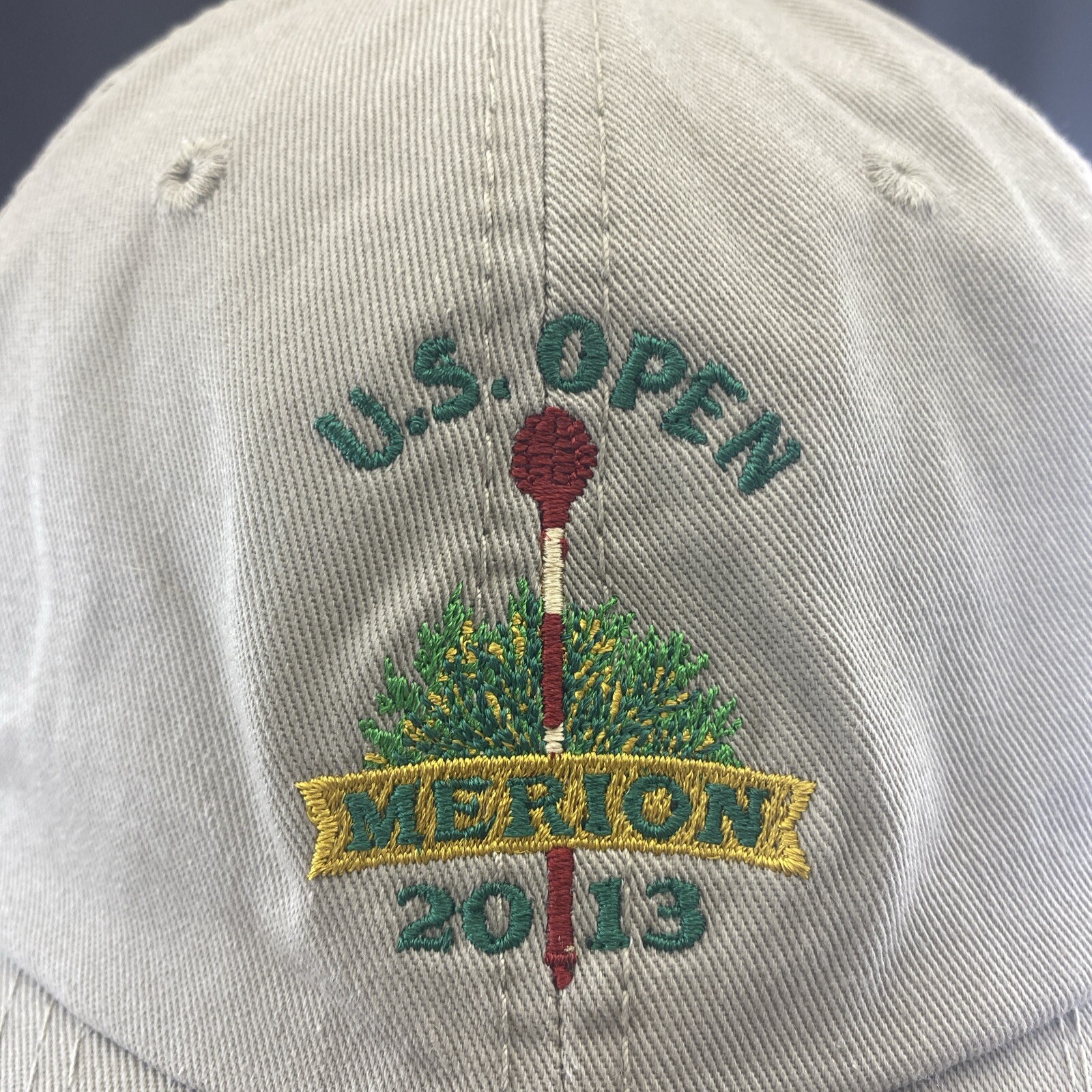 USGA Golf Hat Beige Khaki Green Logo US Open Merion 2013 Adjustable Free Ship