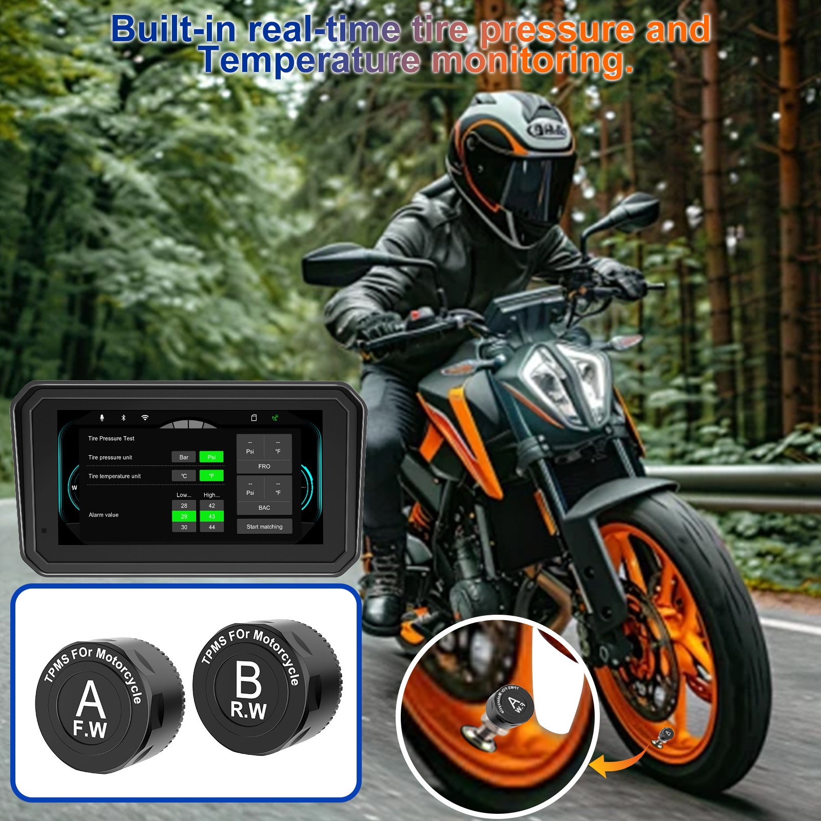 2026 LBW 6" Portable Motorcycle CarPlay GPS Dual 1080P Camera 128G SD Card, TPMS