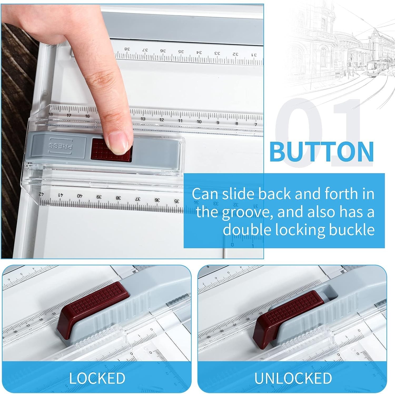 A3 Portable Drawing Board Multi-Function Metric Drafting Table with Clear Rule
