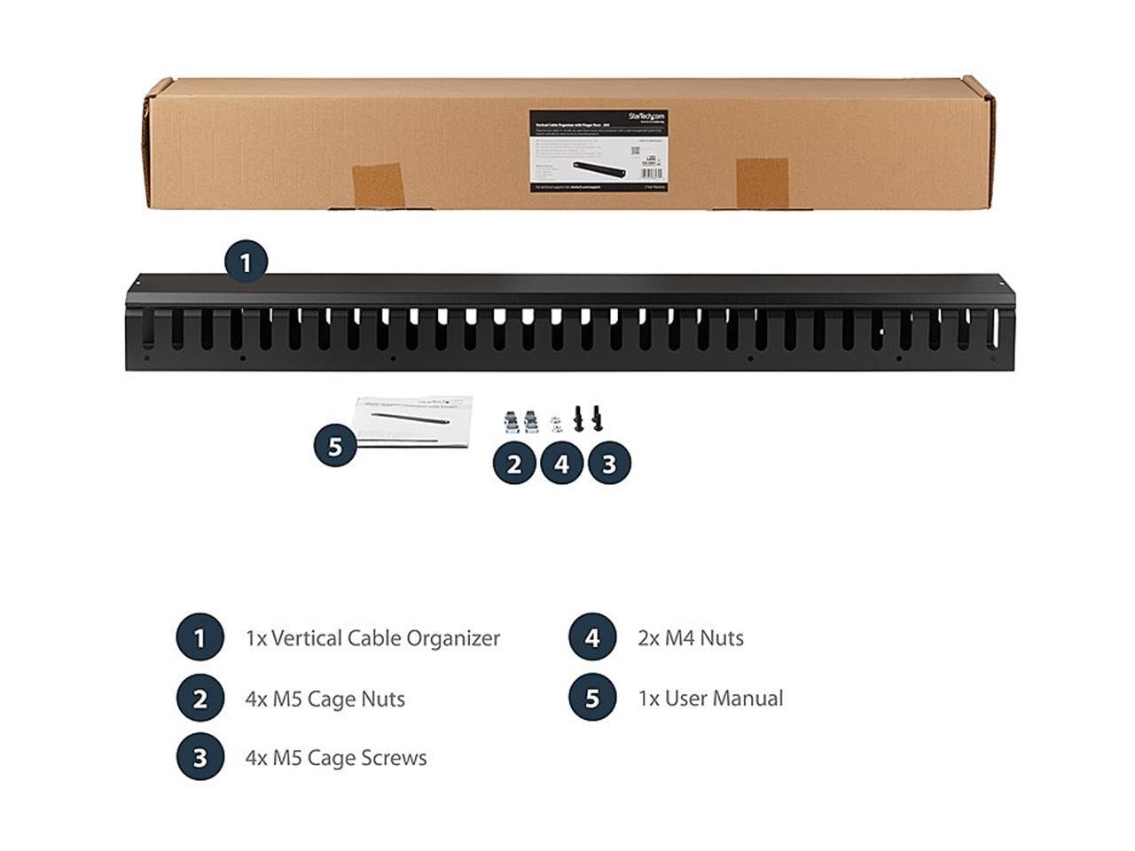 StarTech.com CMVER20UF Vertical Cable Organizer with Finger Ducts - 0U - 3 ft.