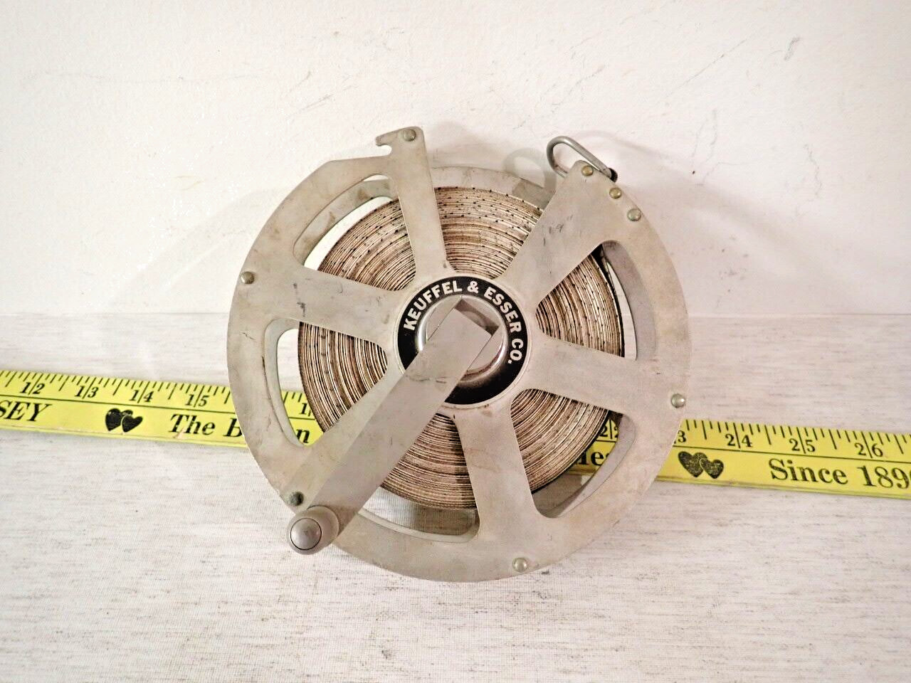Vintage/Antique Keuffel & Esser Co. 100 feet Surveyors fabric tape has 5 patents