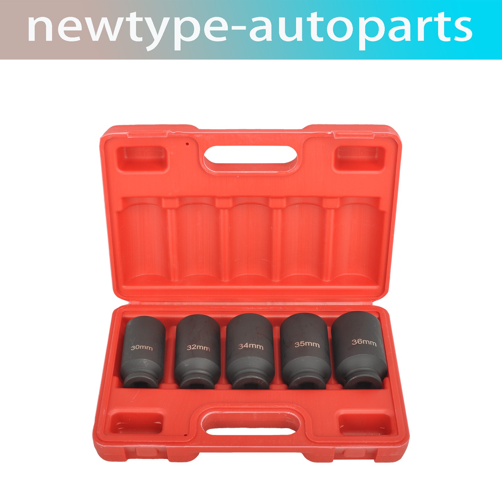 5PC 12 Point 1/2" Drive Deep Spindle Axle Nut Socket Set 30 32 34 35 36mm