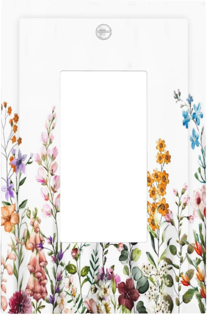 Watercolor Wildflower Floral Light Switch Cover Plate Decorative | Colorful Flow