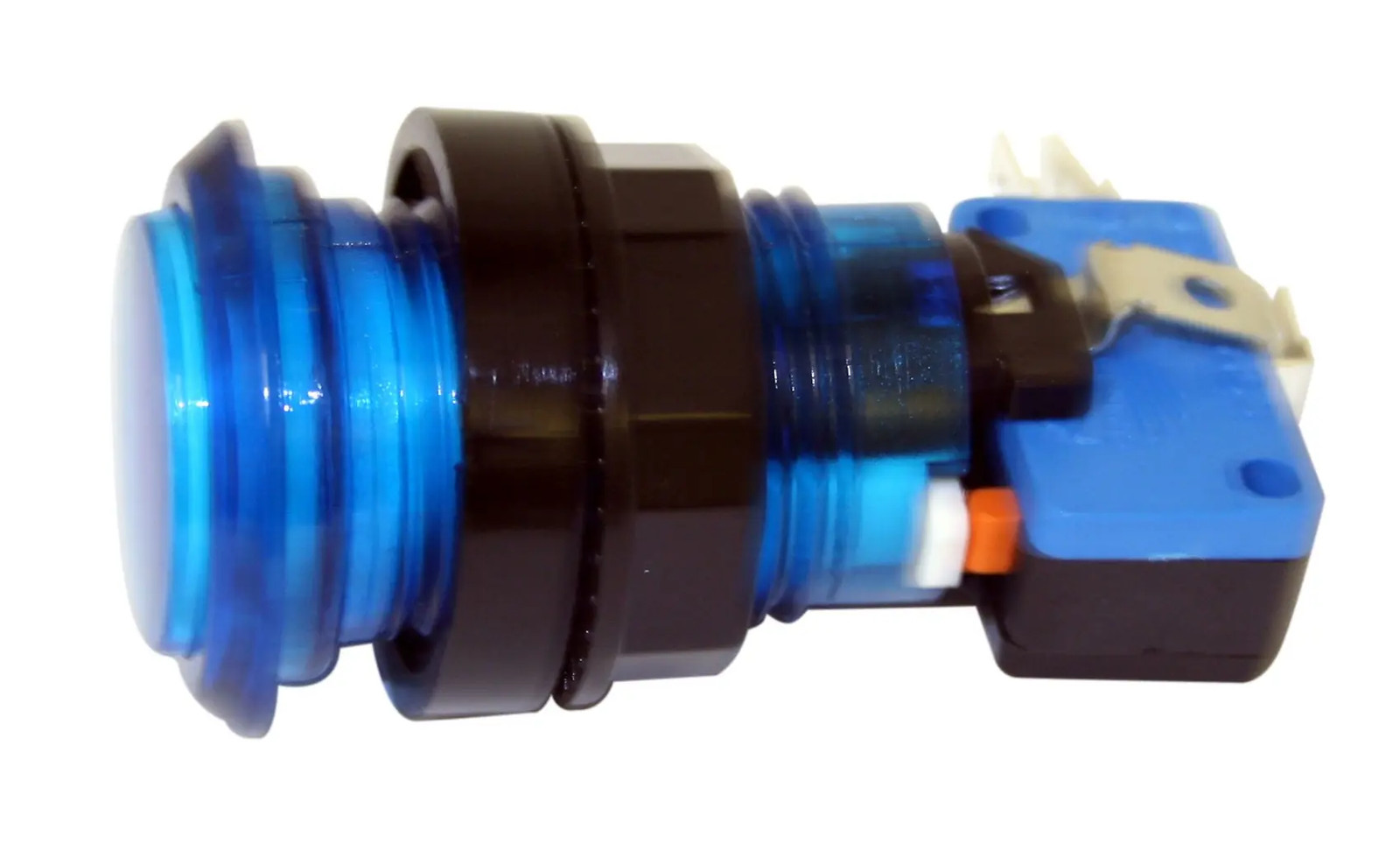 Blue Long Length Illuminated Arcade Game Push Button with microswitch, Jamma