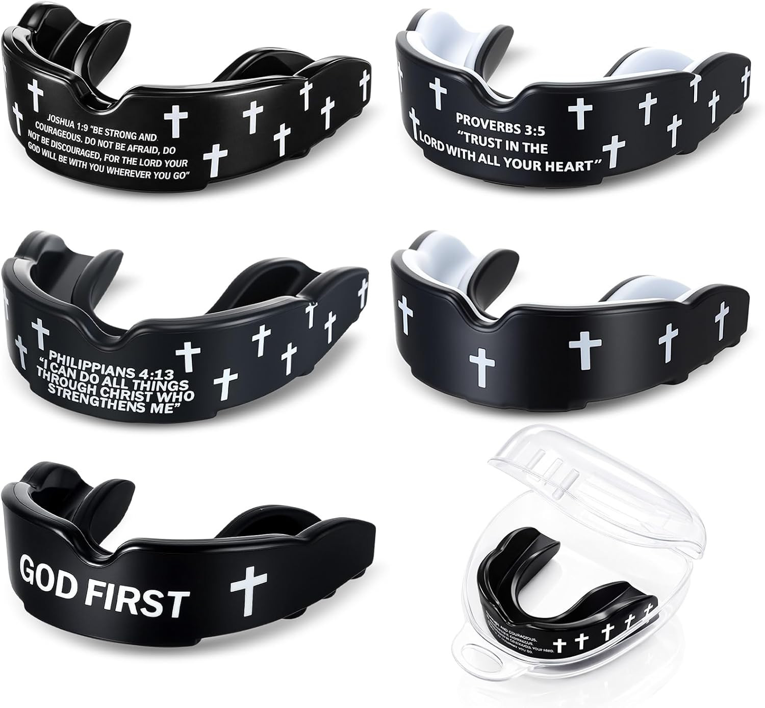 5 Pcs Sports Mouth Guard with Case Cross Mouth Guards Christian Teeth Armor Reli