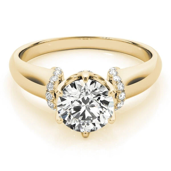 Round Cut 1.85 Ct Diamond Lab-Created Engagement Ring 14K Yellow Gold Finish