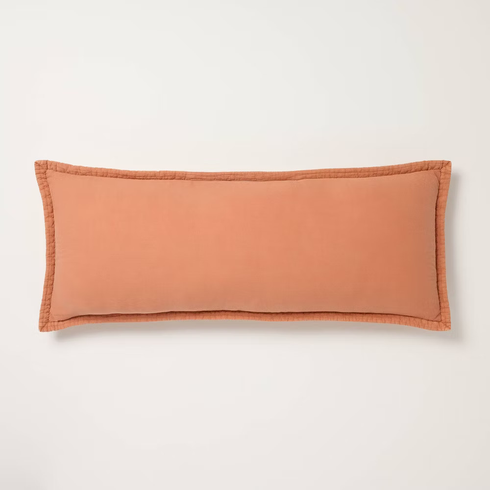 14"x36" Quilt Oblong Throw Pillow Rust - Hearth & Hand with Magnolia