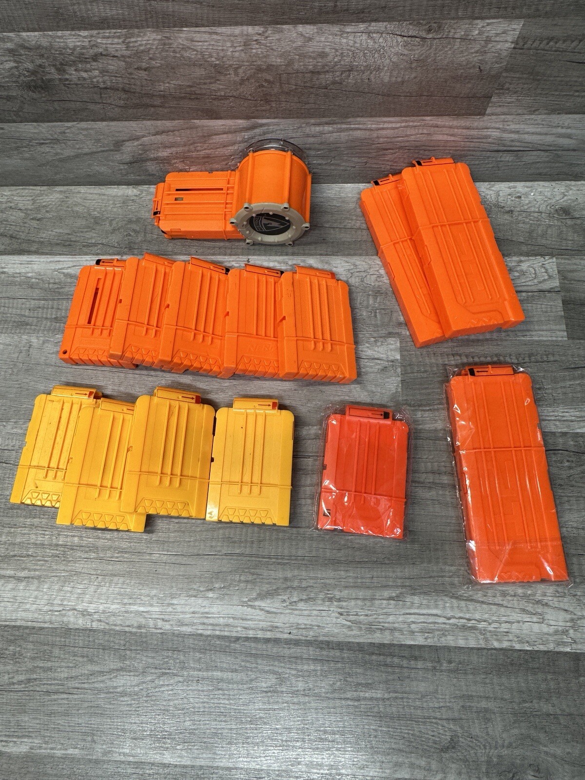 Nerf N Strike 18, 12, 6 Round Ammo Drum Barrel Magazine Dart Clip Orange Lot G2
