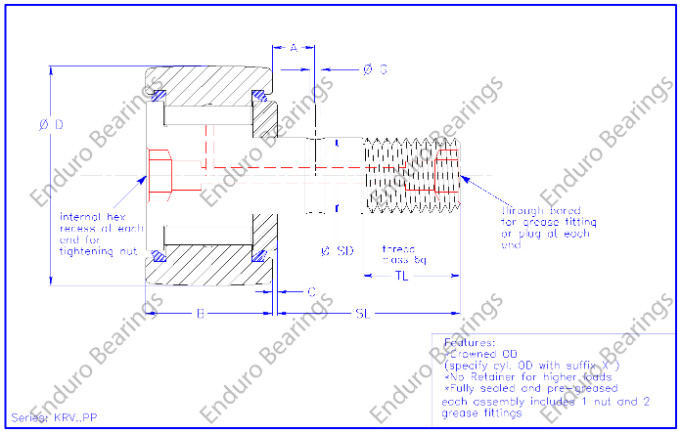 KRV26PP KRV26PPA 26x12  Metric Sealed Cam Follower w/Nut Enduro Brand Ships FAST