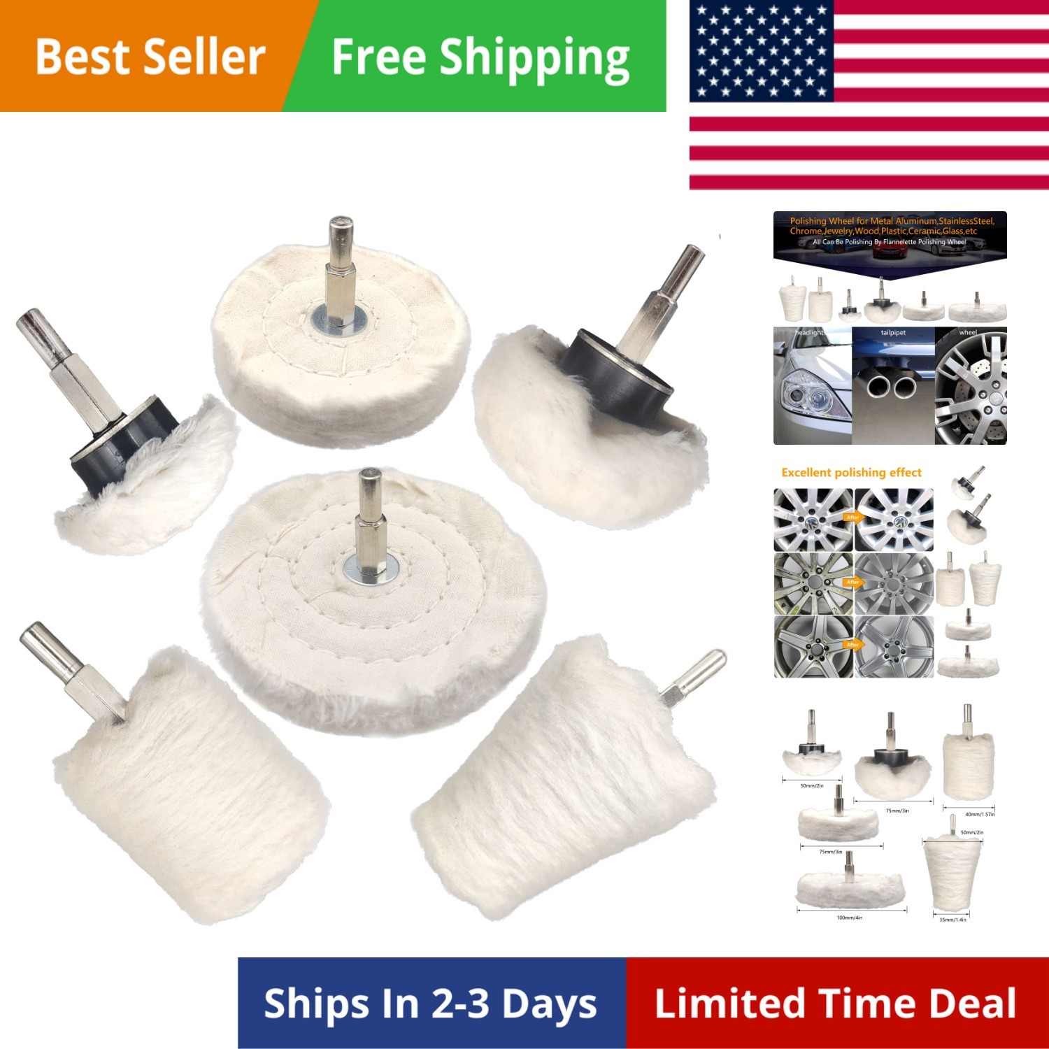 6 pcs Buffing Wheel for Drill,Buffing Pad Polishing Wheel Kits,Wheel Shaped P...