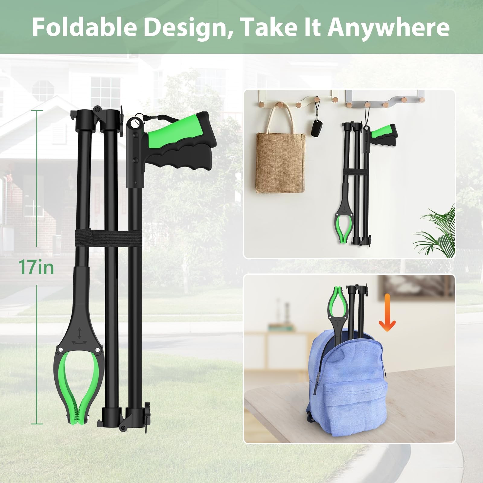 52" Extra Long Grabber Tool, Foldable Trash Picker with Magnetic Jaw