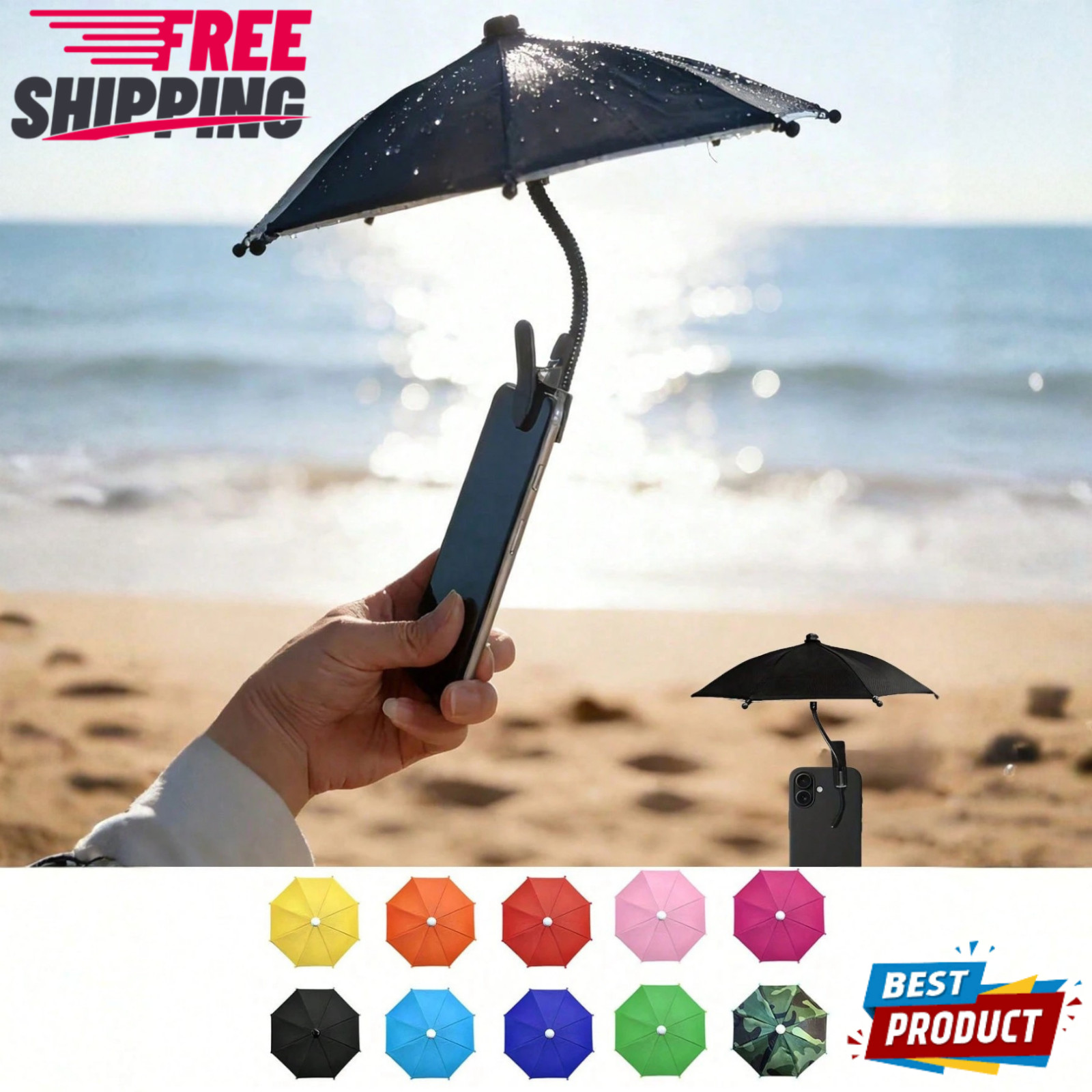 Mini Phone Umbrella Portable Clip-On Sun Shade for Smartphones Phone Accessory