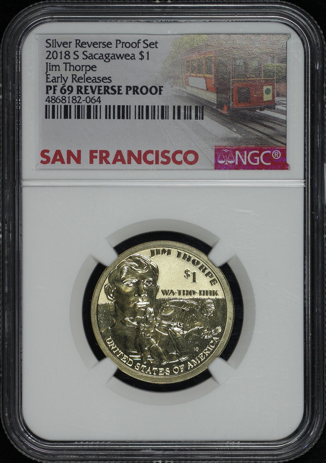 2018-S Silver Reverse PF Set Jim Thorpe Sacagawea Dollar NGC RP-69 Early Release