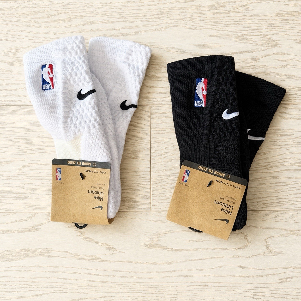 2 PAIRS Nike Unicorn NBA Sock BUNDLE  (LARGE) Black and White