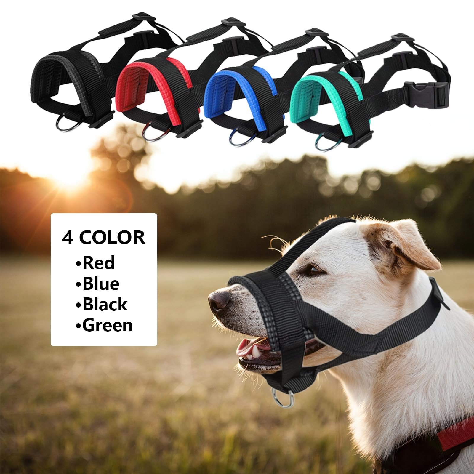 Head Strap Dog Muzzle Prevent from Taking Off by Paws for S, Red-New