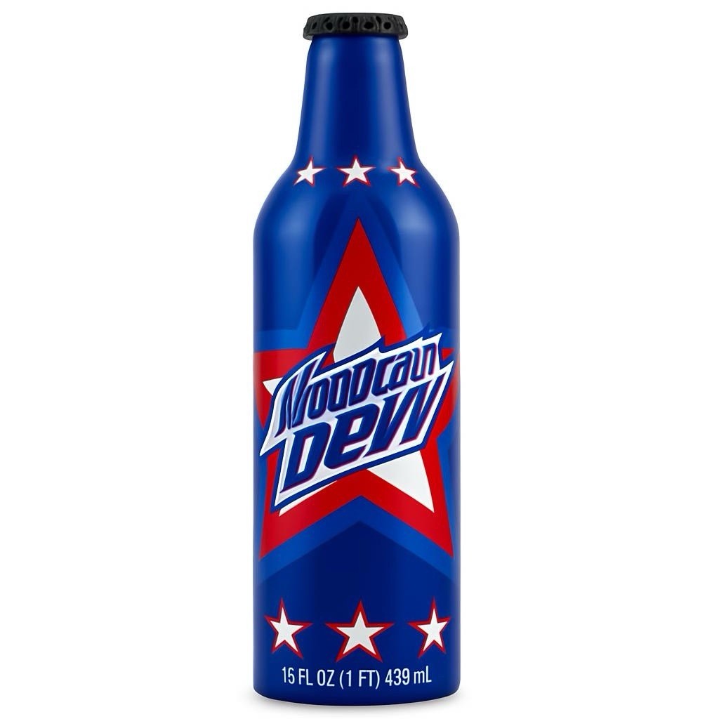 Mountain Dew Soda Bottle 15 fl oz (439 mL) Blue Red White Star Design