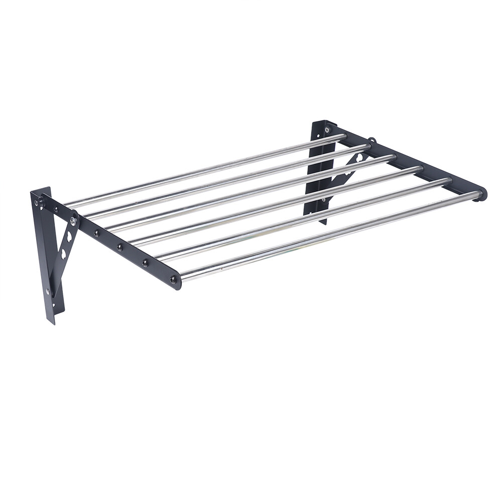 Wall Mounted Clothes Drying Rack Laundry Holder Shelf Folding Dryer Hanger-60cm