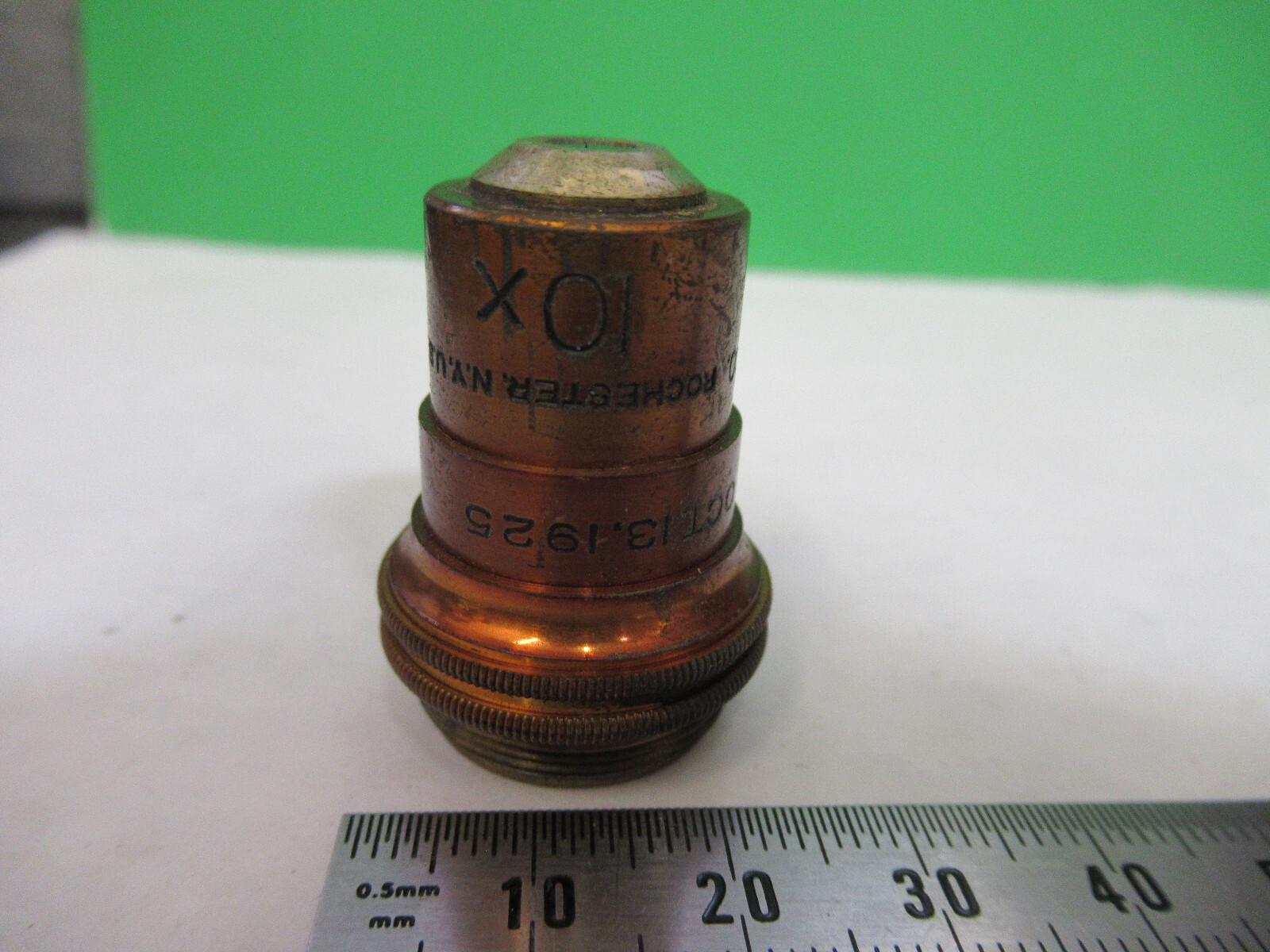ANTIQUE BAUSCH LOMB BRASS OBJECTIVE 10X MICROSCOPE PART AS PICTURED S7-A-28