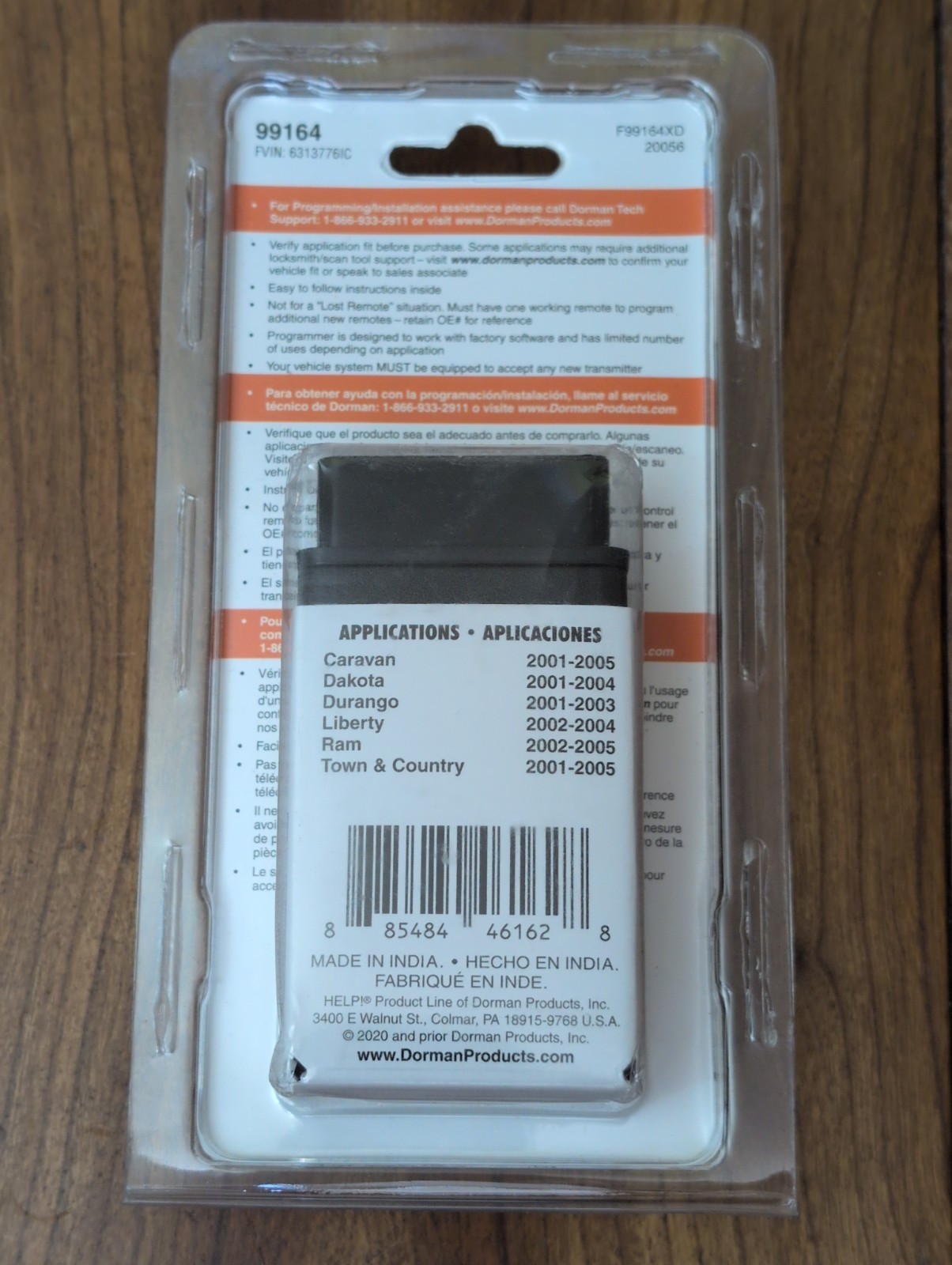 Dorman 99164 Black Keyless Entry Remote 3 Button Compatible Fits Chrysler NEW