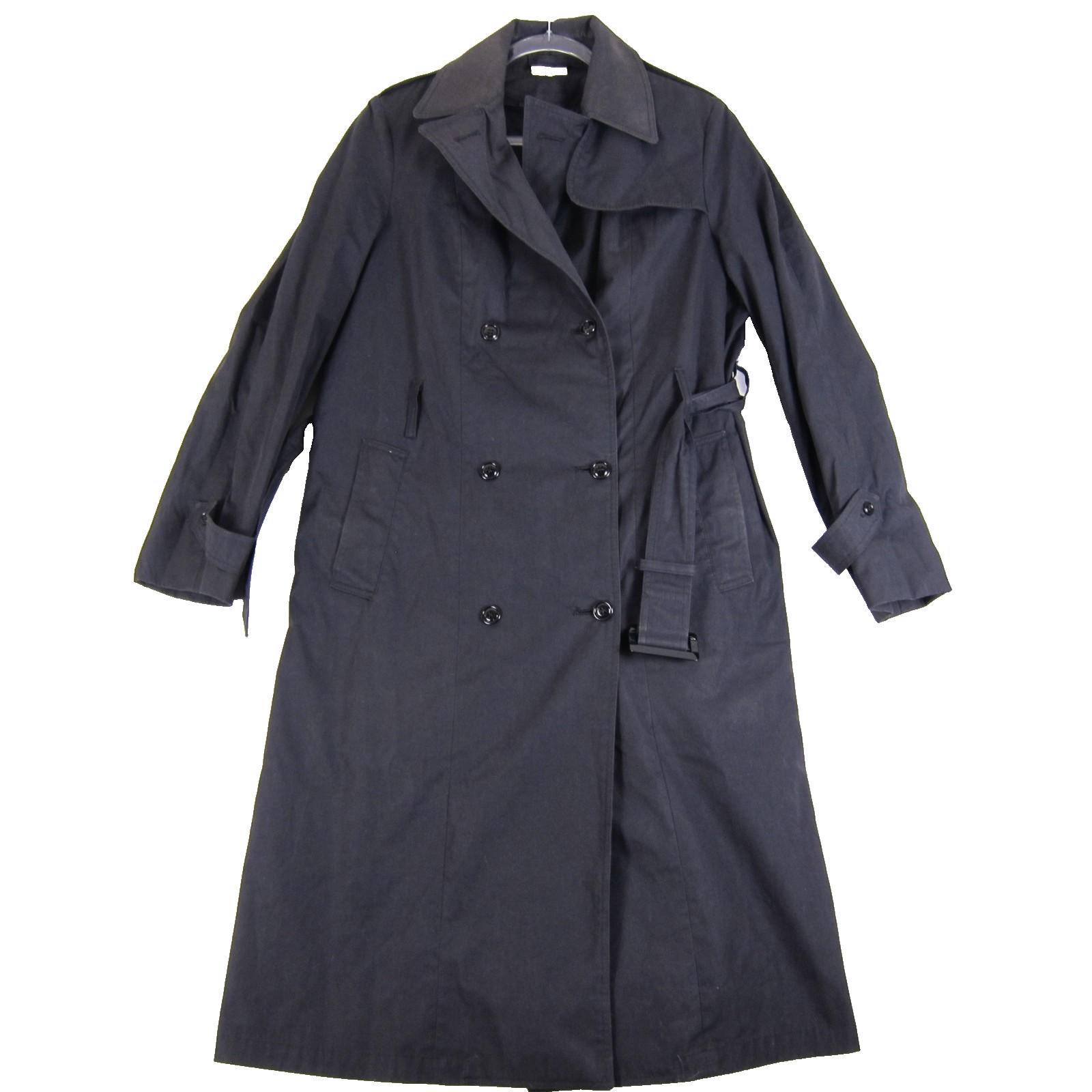 US Army All Weather Black Trench Coat Women's Size 14L NSN 8410-01-308-8663