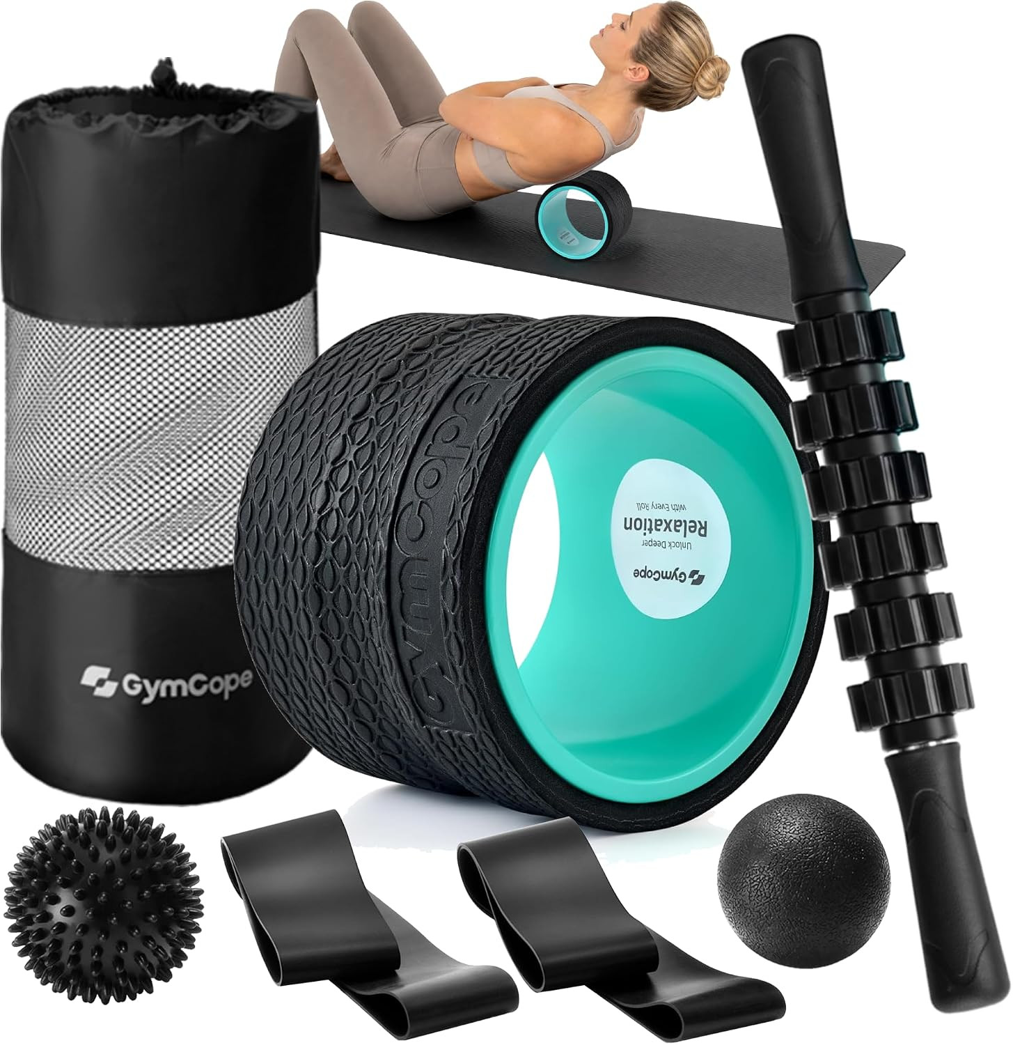 5-In-1 Foam Roller Set, 6In Back Roller, Black Blue | 5-In-1 Set: 6In Back Rolle