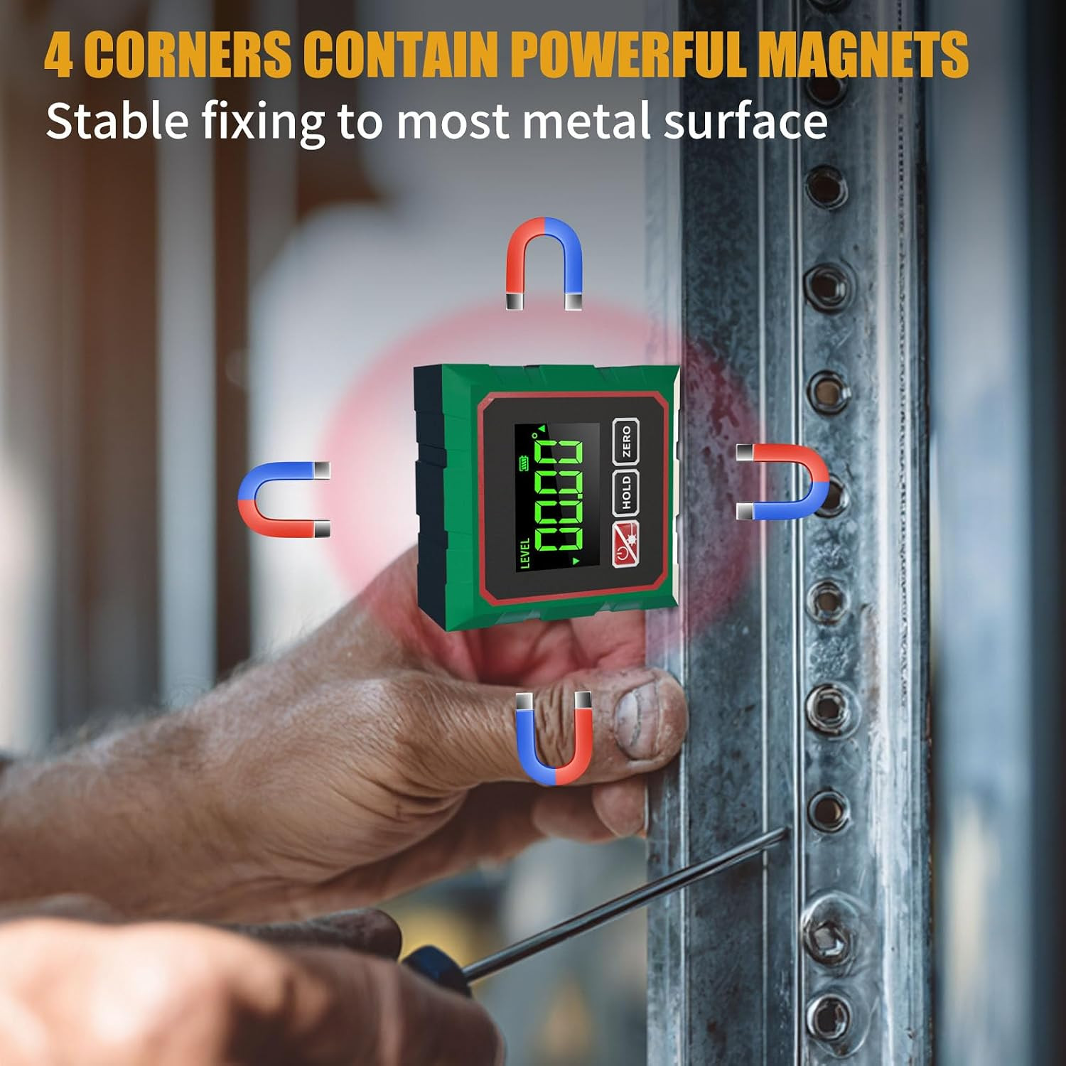 Digital Angle Finder with Laser, 4 Side Magnetic Inclinometer Angle Gauge Cube
