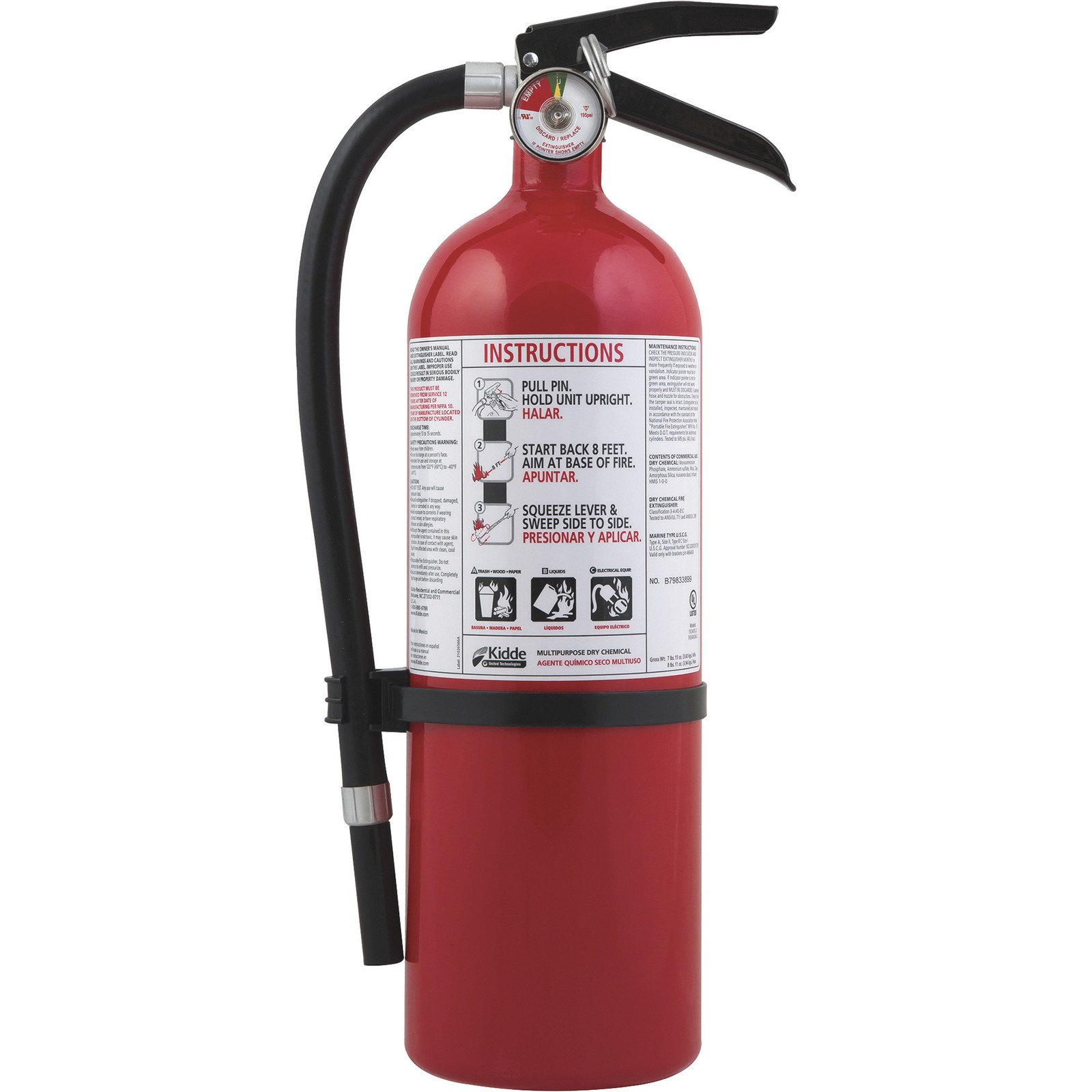 Kidde FX340GW Multi-Purpose, Single-Use, Dry Chemical Fire Extinguisher, UL