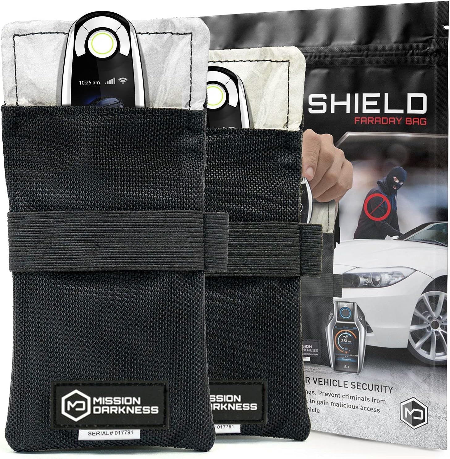 Mission Darkness Faraday Bag for Keyfobs (2-Pack) // RF Shielding Black