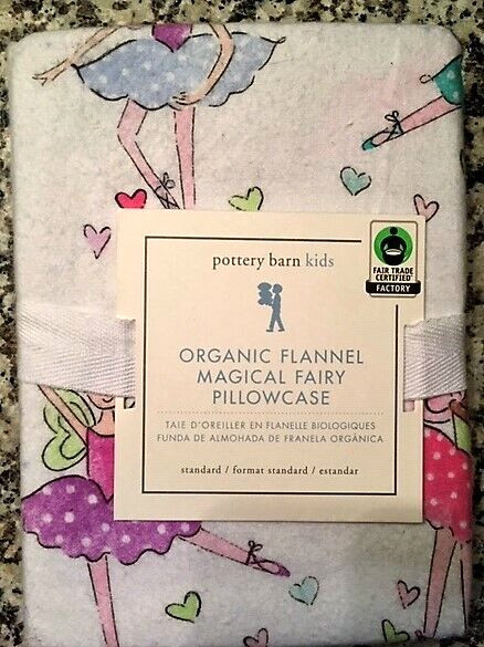 Pottery Barn Kids Organic Magical Fairy Ballerina PILLOWCASE Std New FLANNEL