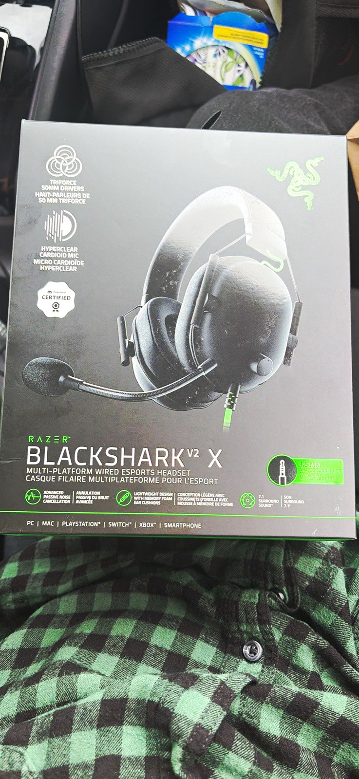 Razer BlackShark V2 X 3.5mm Headset 7.1 Surround Passive NC Boom Mic Black