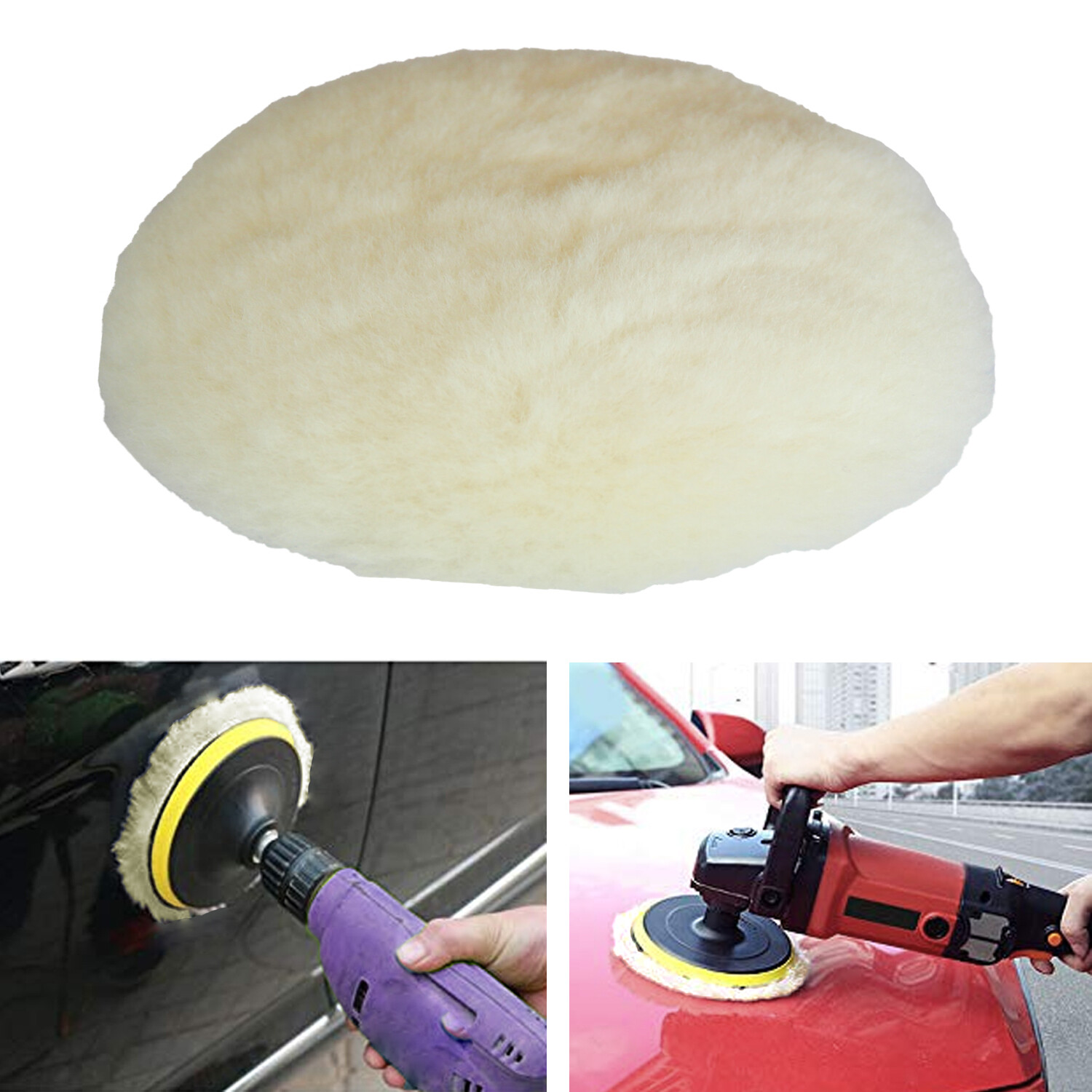 Polishing Pad Buffing Pad Kit 4PCS 3 Inch Buffer 100% Natural Wool Hook and Loop