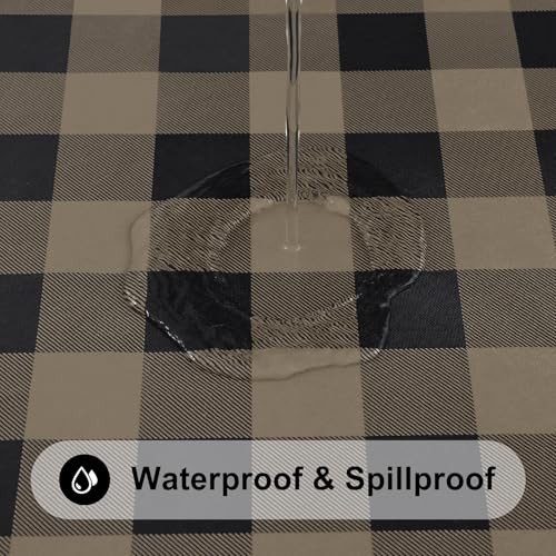 Rectangle Picnic Table Cloth, Elastic 72" x 30" (Rectangular) Black and Khaki