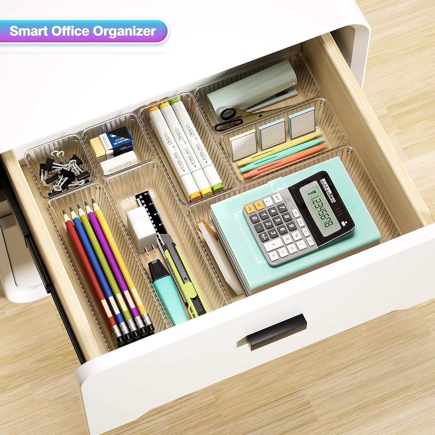 Okylvve 25 PCS Clear Plastic Drawer Organizer Set - 4 Sizes Makeup