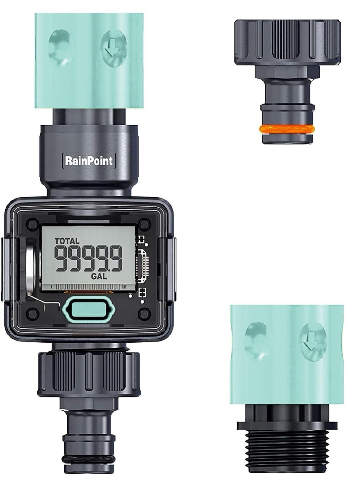 Digital Water Flow Meter Measure Gallon Liter Consumption W/Quick Connectors