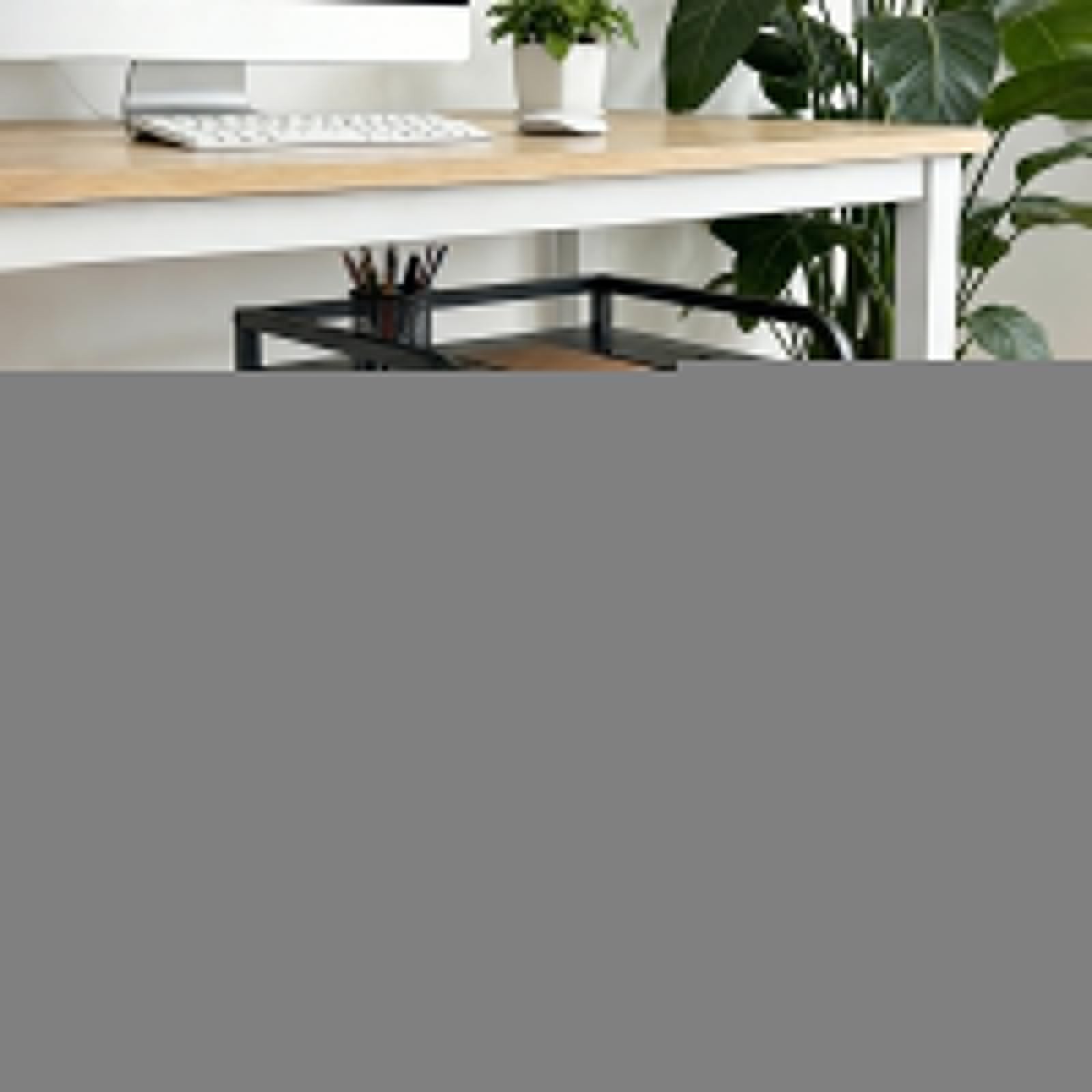 2 Tier Under Desk Printer Stand with Storage, 20" Deep Printer Table with Wheels