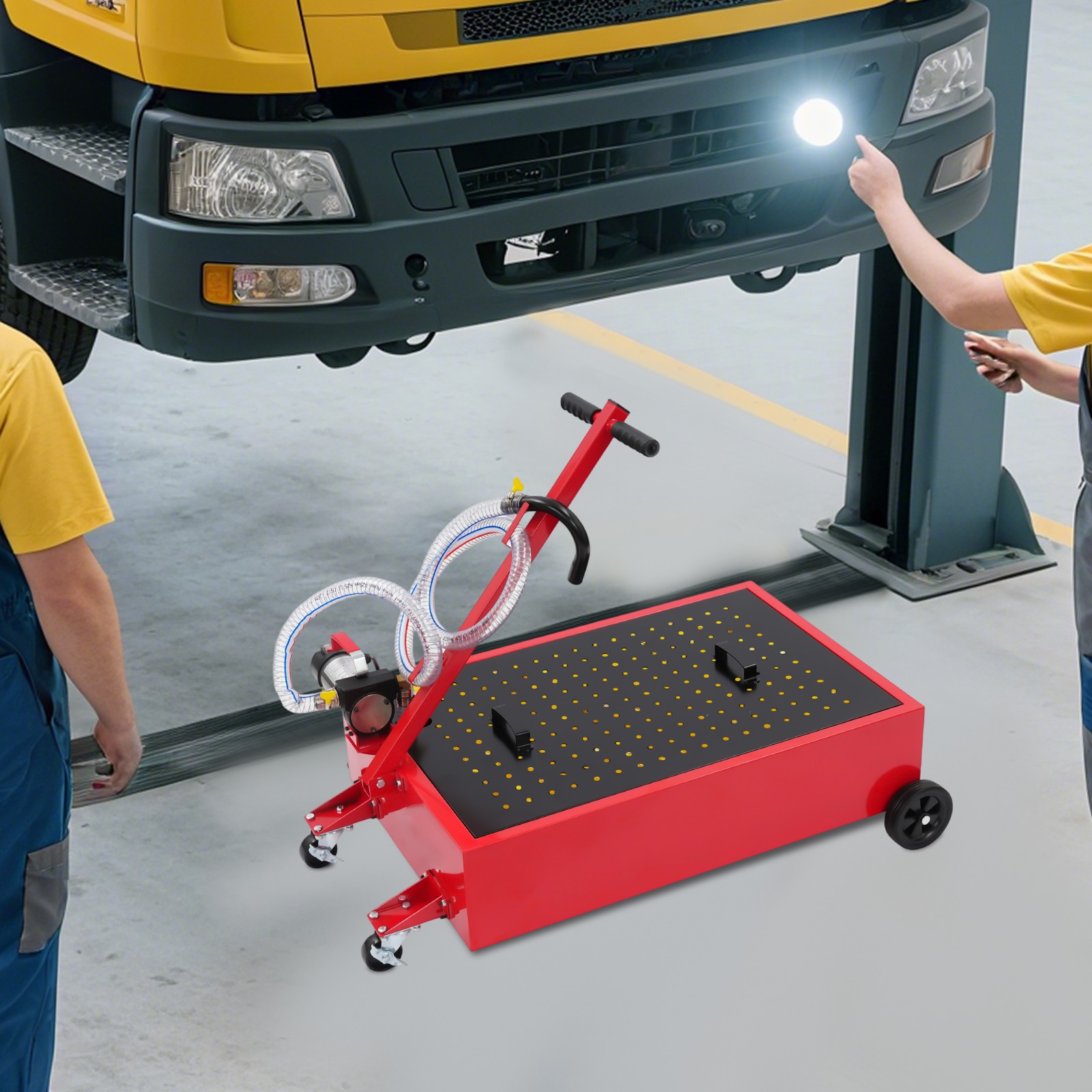 75.71L/20 Gallon Oil Drain Pan w/ Pump & Rotatable Handle Oil Drain Tank Cart