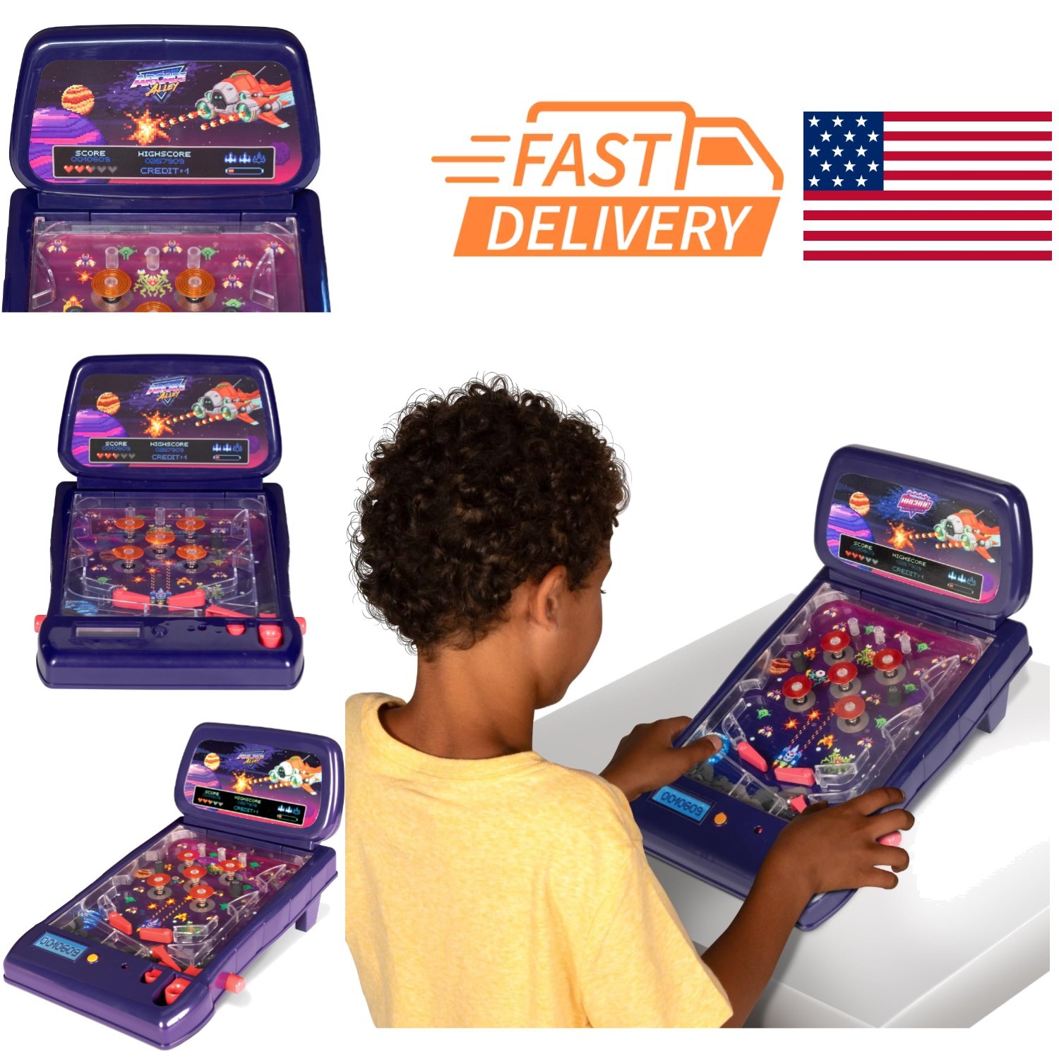 Indoor Table Top Pinball Game for Kids with Penguin Theme and Glossy Finish
