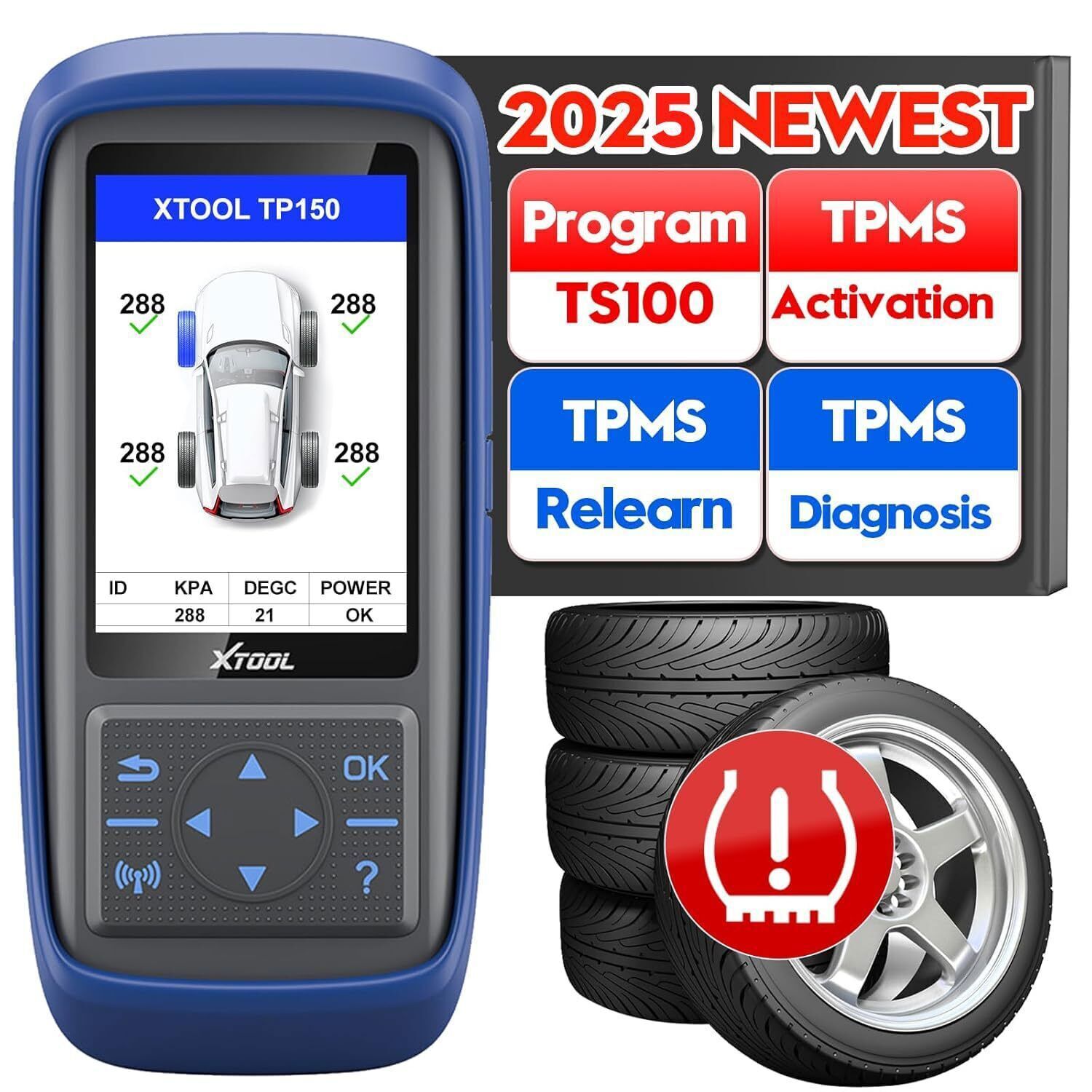 2025 XTOOL TP150 TPMS TS100 Programming Tool Tire Sensor Relearn/Reset/Activate