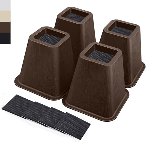 6 Inch Heavy Duty Bed Risers, Furniture Risers for Desk, 6 IN - 4 pack Brown