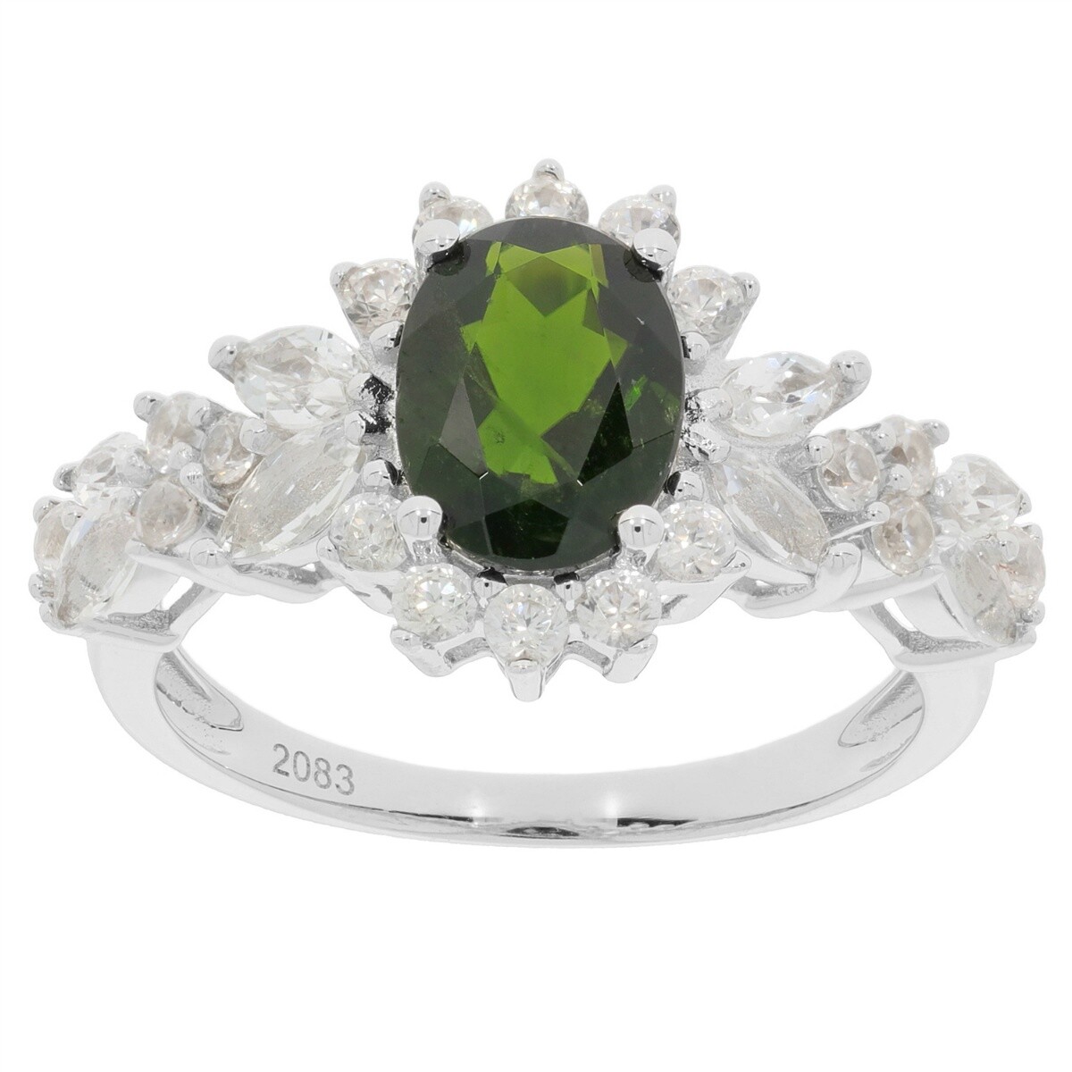 Sterling Silver Semi Mount Ring Setting Oval OV 9x7mm Halo White Topaz N0541