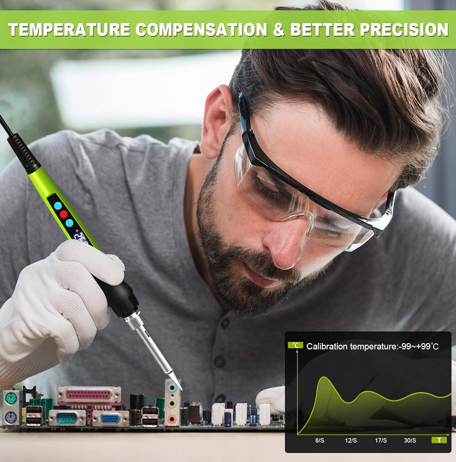 Soldering Iron Kit, 100W Soldering Gun with LED Digital Display, Adjustable Temp