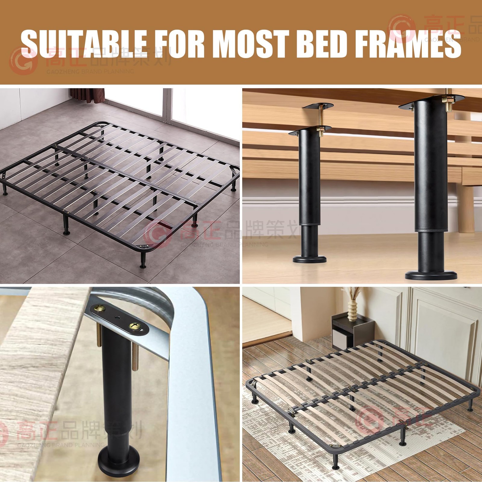 Adjustable Height Bed Support Legs 13.8-23.6 inch, Bed Frame Center Support L...