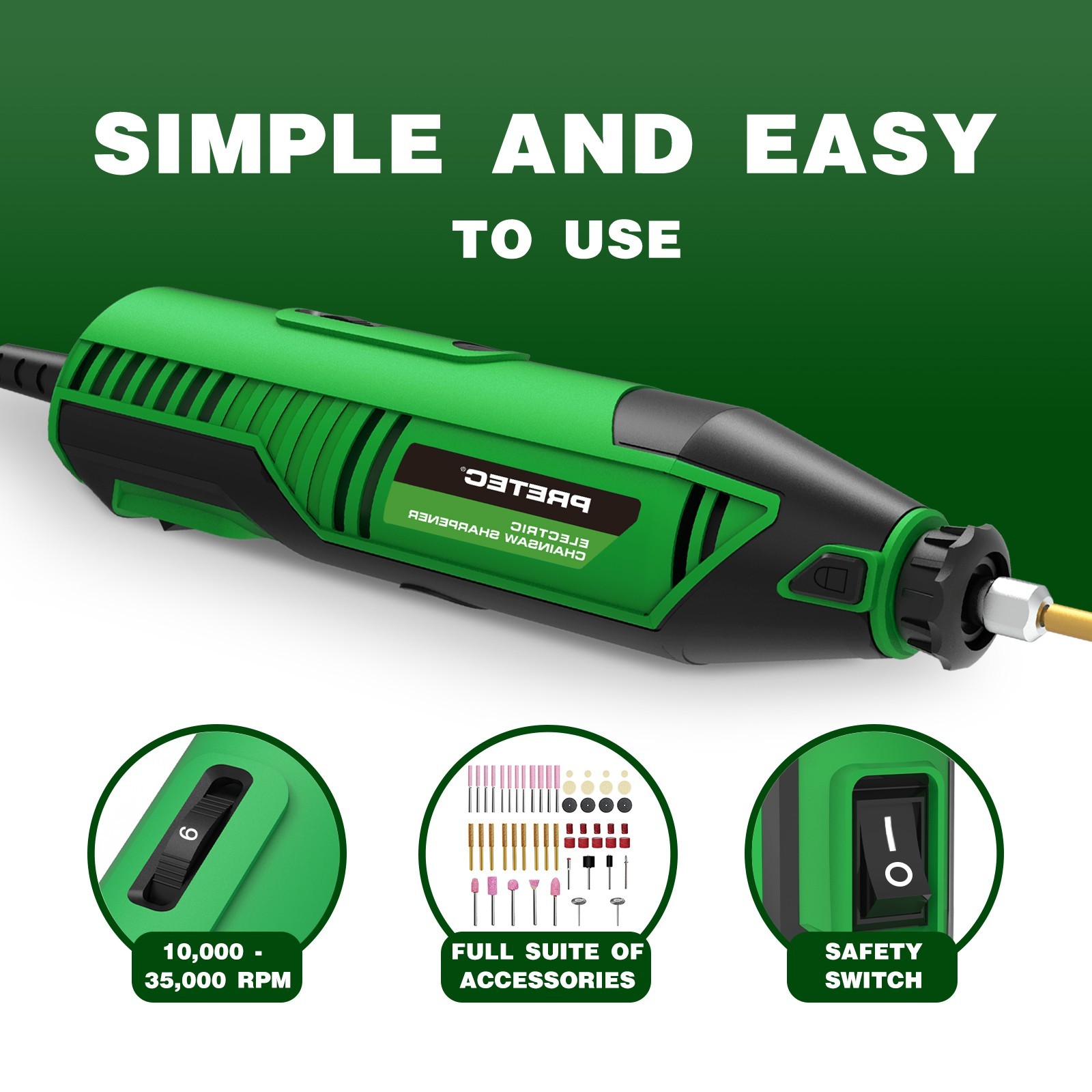 Electric Chainsaw Sharpener Kit 54PCS with Diamond Wheels & Adjustable Angle