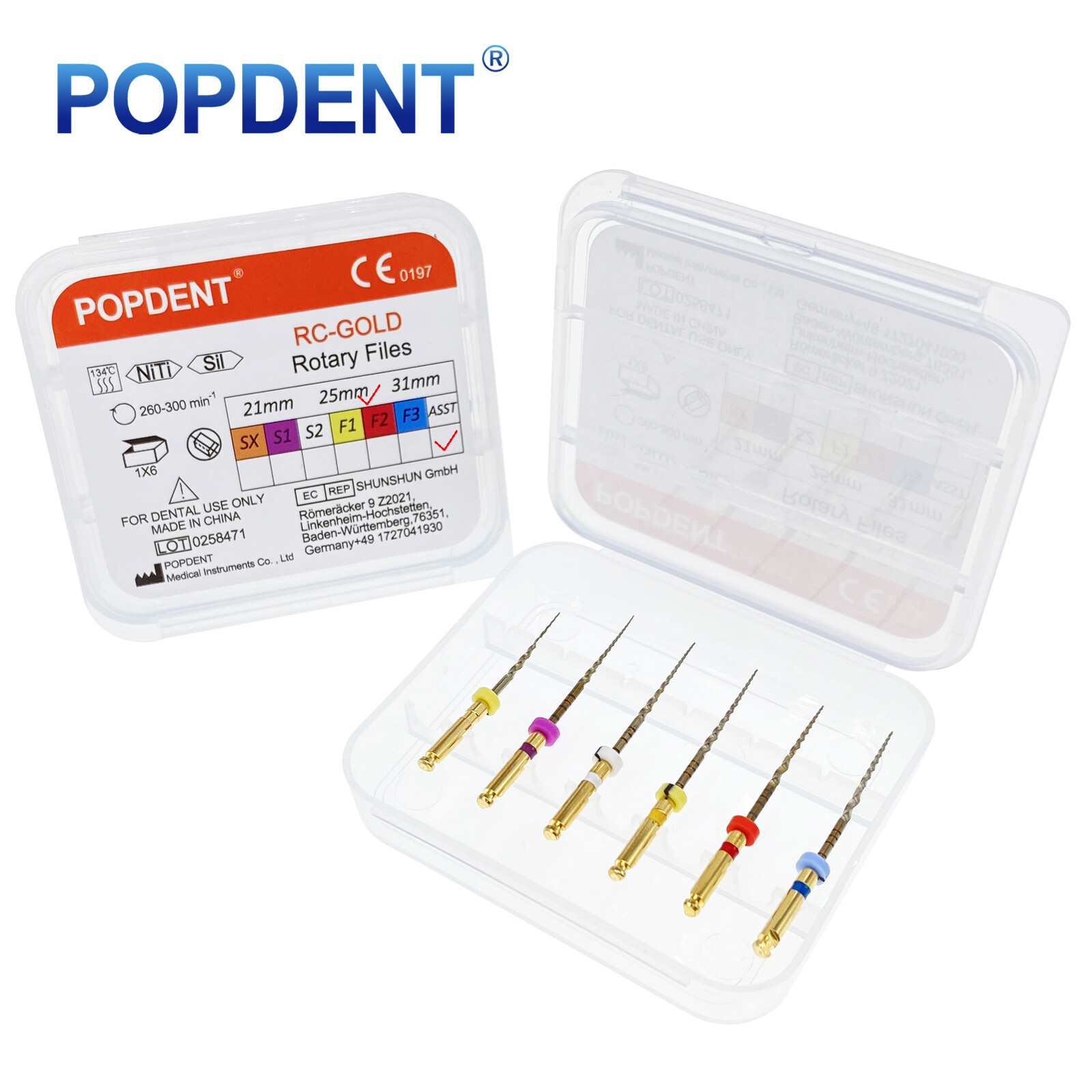 Dental Endo Files Rotary Files X-pro Gold Taper Root Canal Files 21/25mm POPDENT