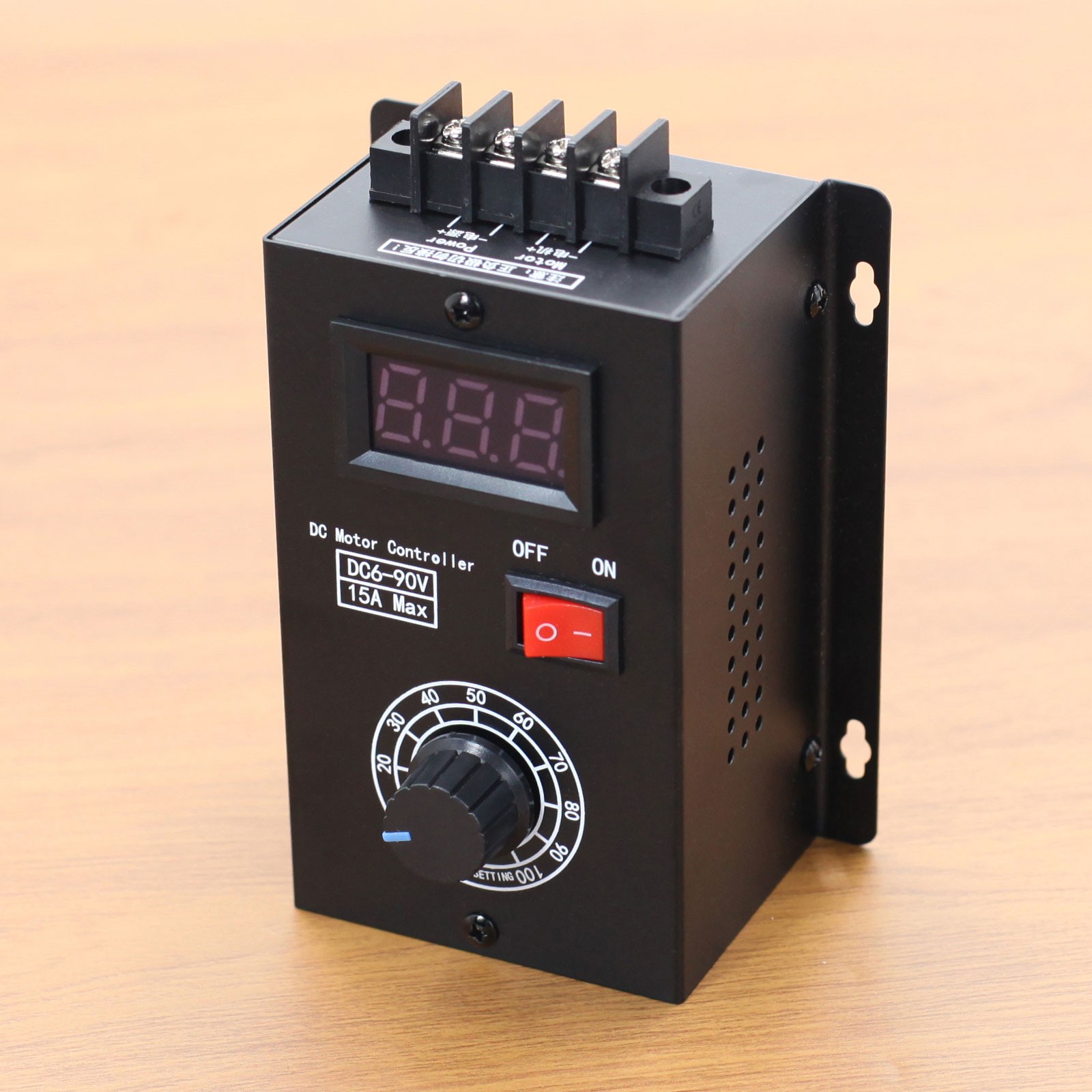 DC 6V - 90V PWM Motor Speed Controller Digital Voltage Regulator Switch 15A Fuse