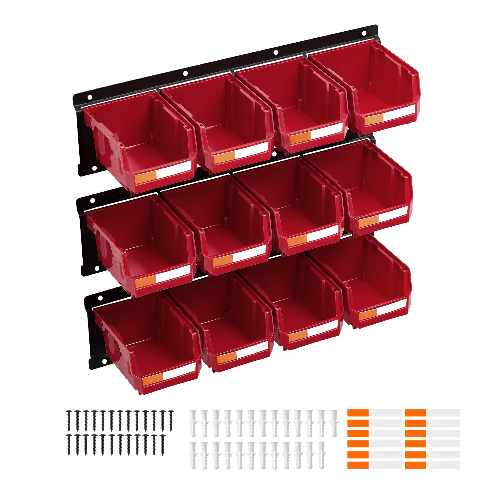 Uimoso Wall-Mounted Stackable Storage Bins, 12-Piece Set, Red