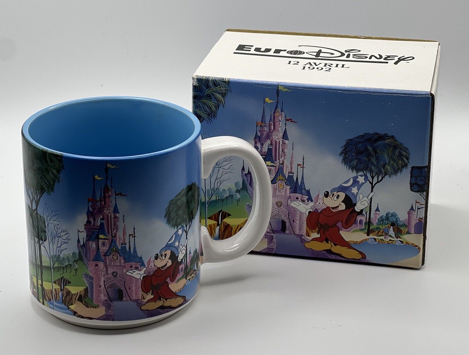 Vintage Euro Disney April 1992 Mug Cup Fantasia Sorcerers Apprentice with Box!