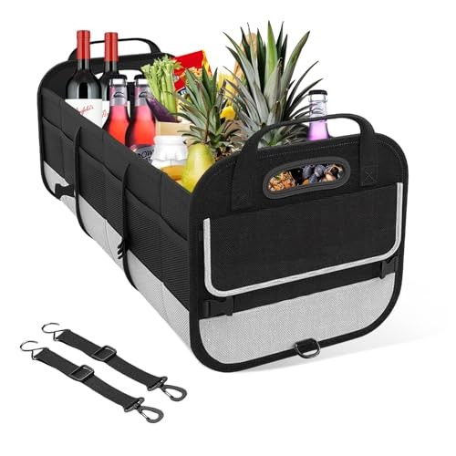 Car Trunk Organizer, Large Capacity Collapsible Cargo Organizer Black & Gray
